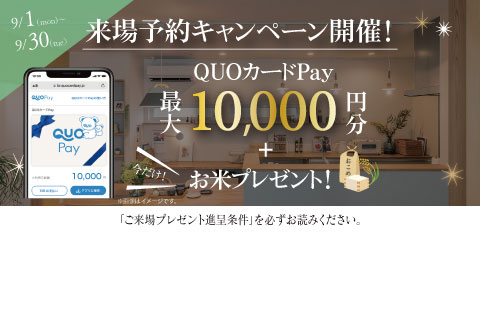 QUOカードPay 最大10,000円分＋お米2キロプレゼント