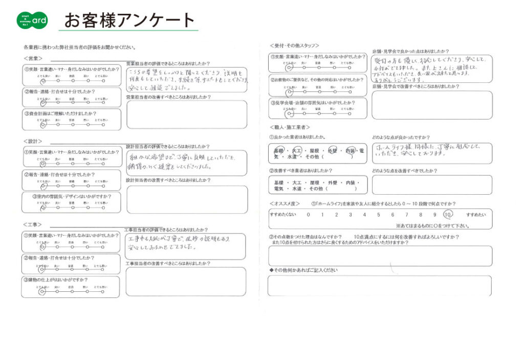 細かな希望まで丁寧に反映していただきました